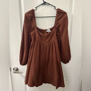 Brown Long Sleeve Dress